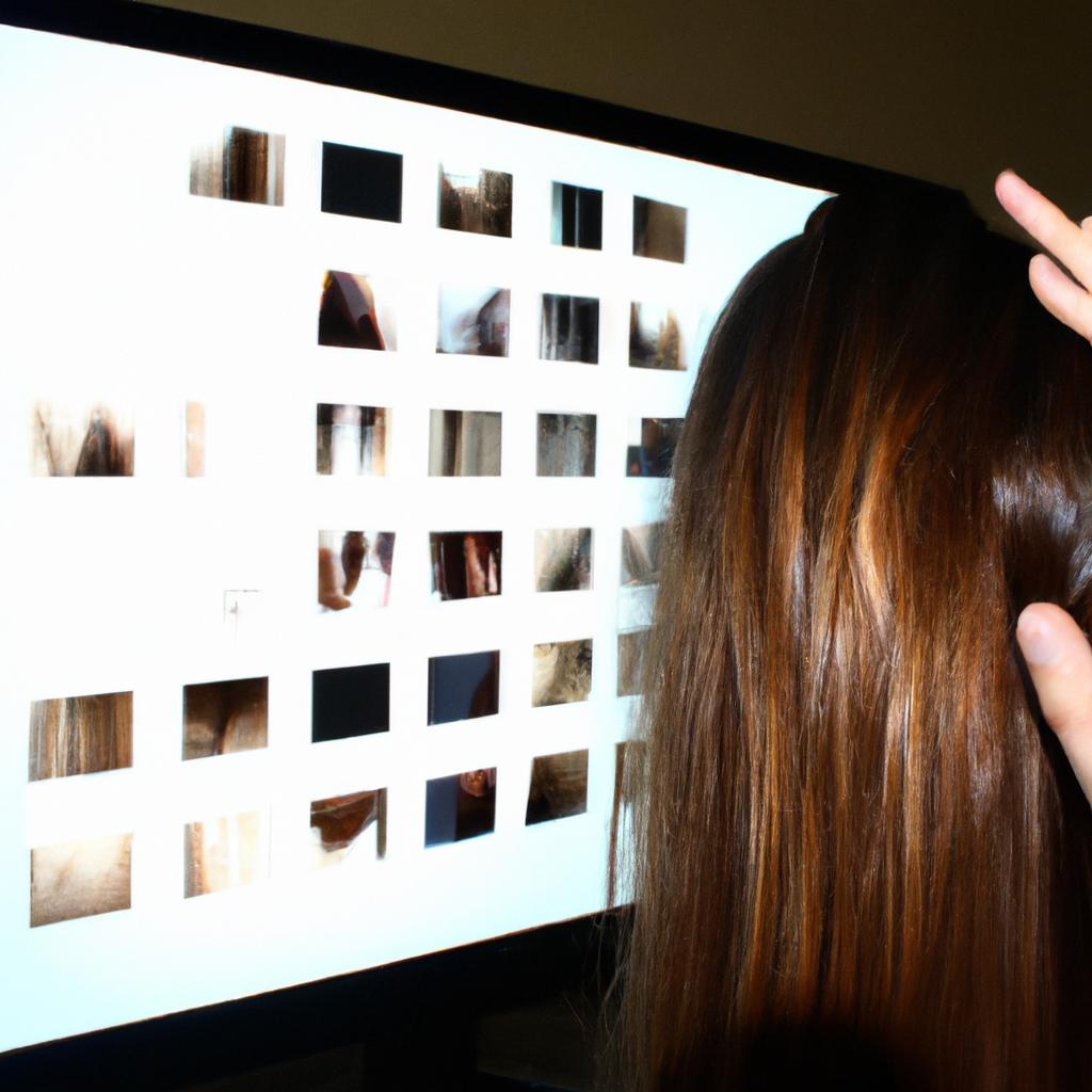 Person choosing virtual hairstyle options