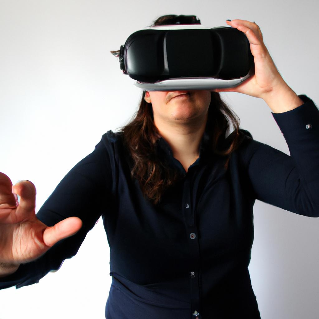 Person wearing virtual reality headset
