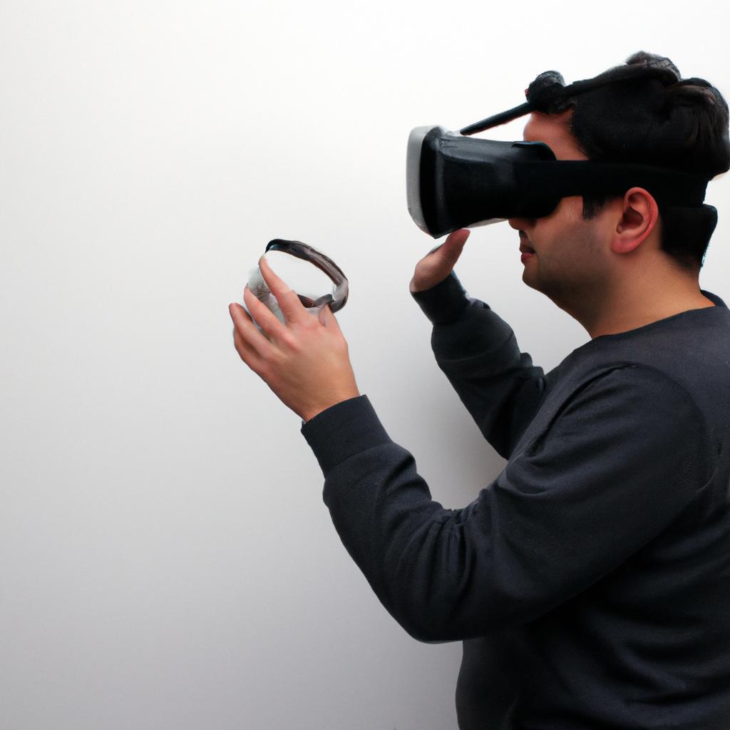 Person using virtual reality headset