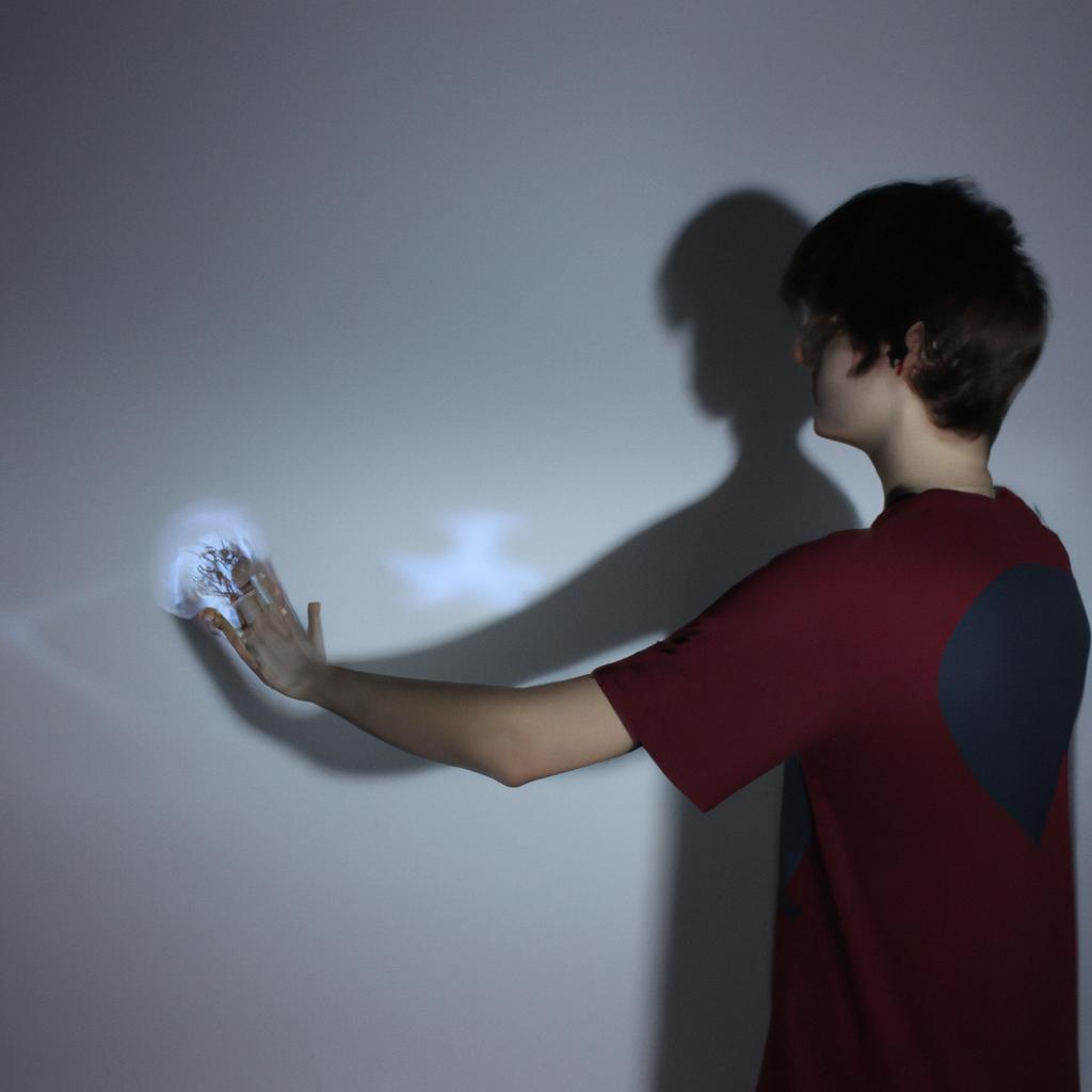 Person interacting with virtual environment