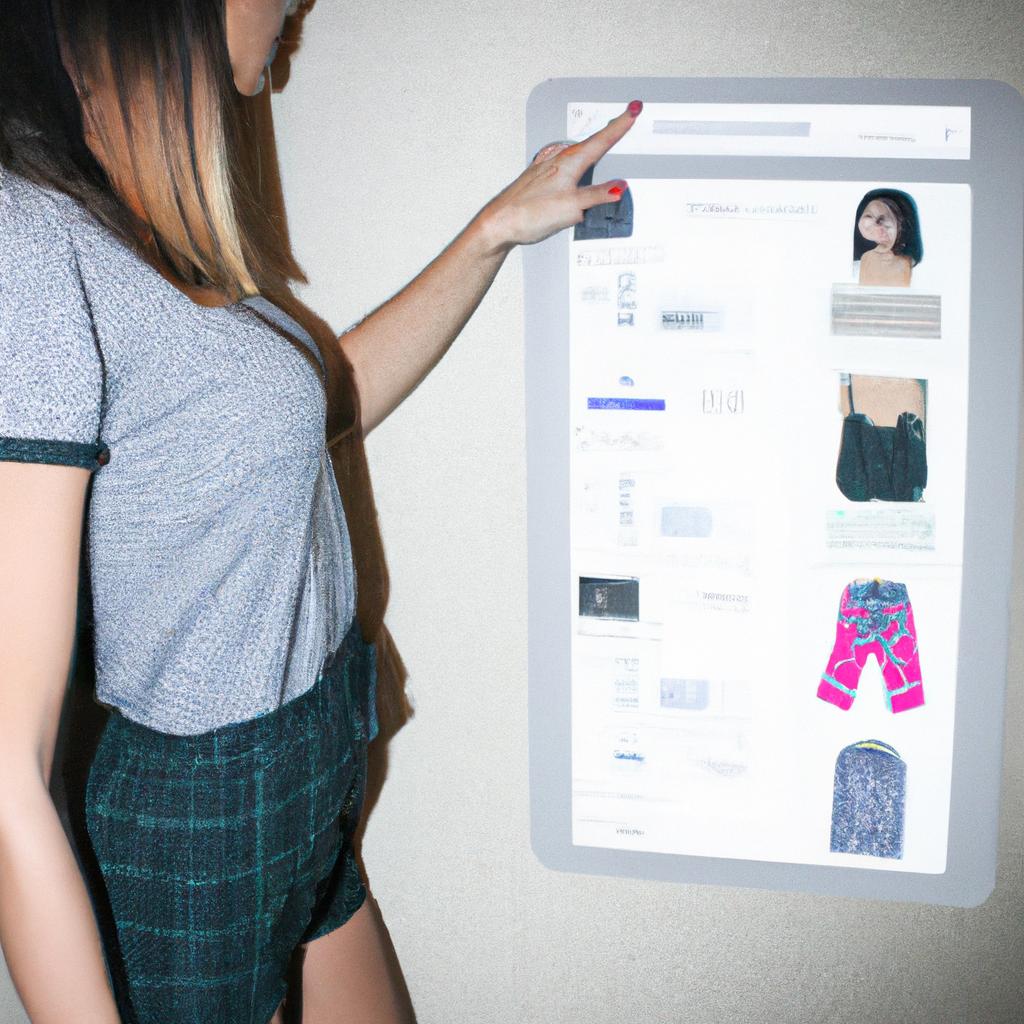 Person selecting virtual outfit options